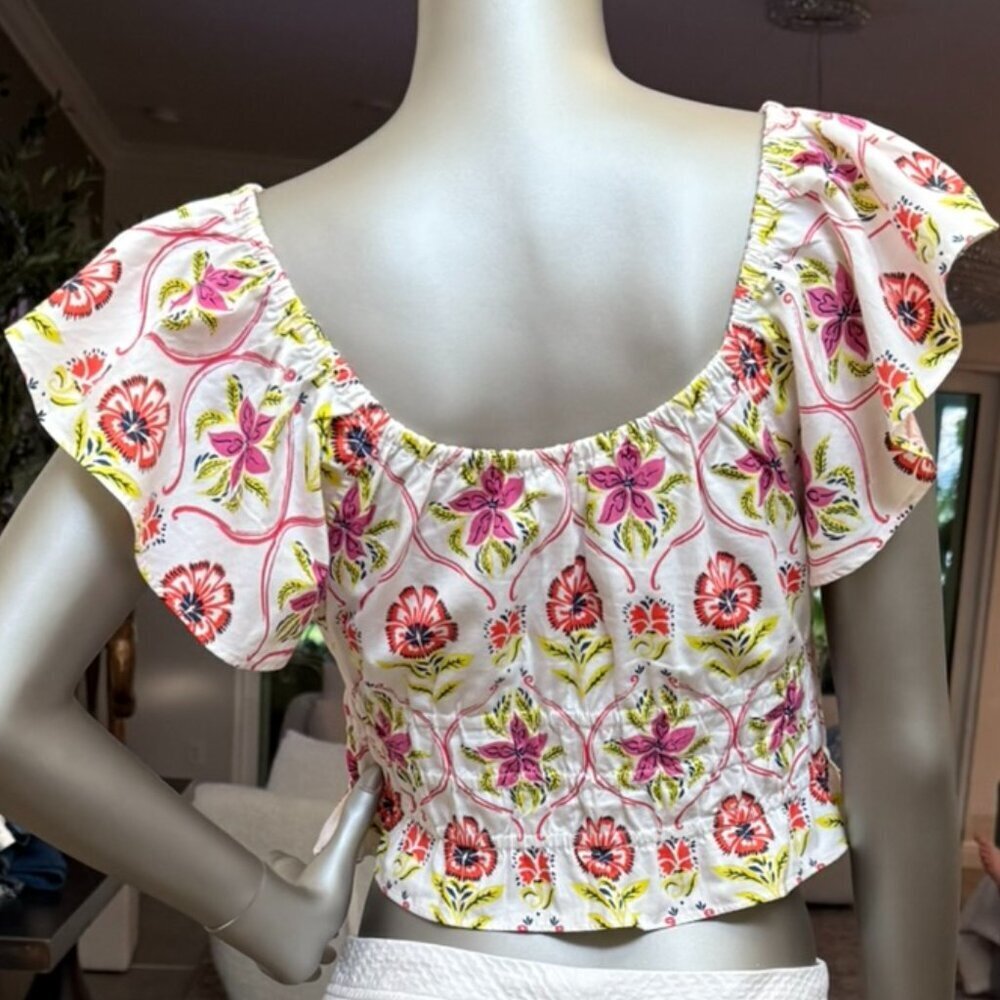 Roller Rabbit Fontana floral Cotton Crop Top Size Small NEW - Picture 8 of 8